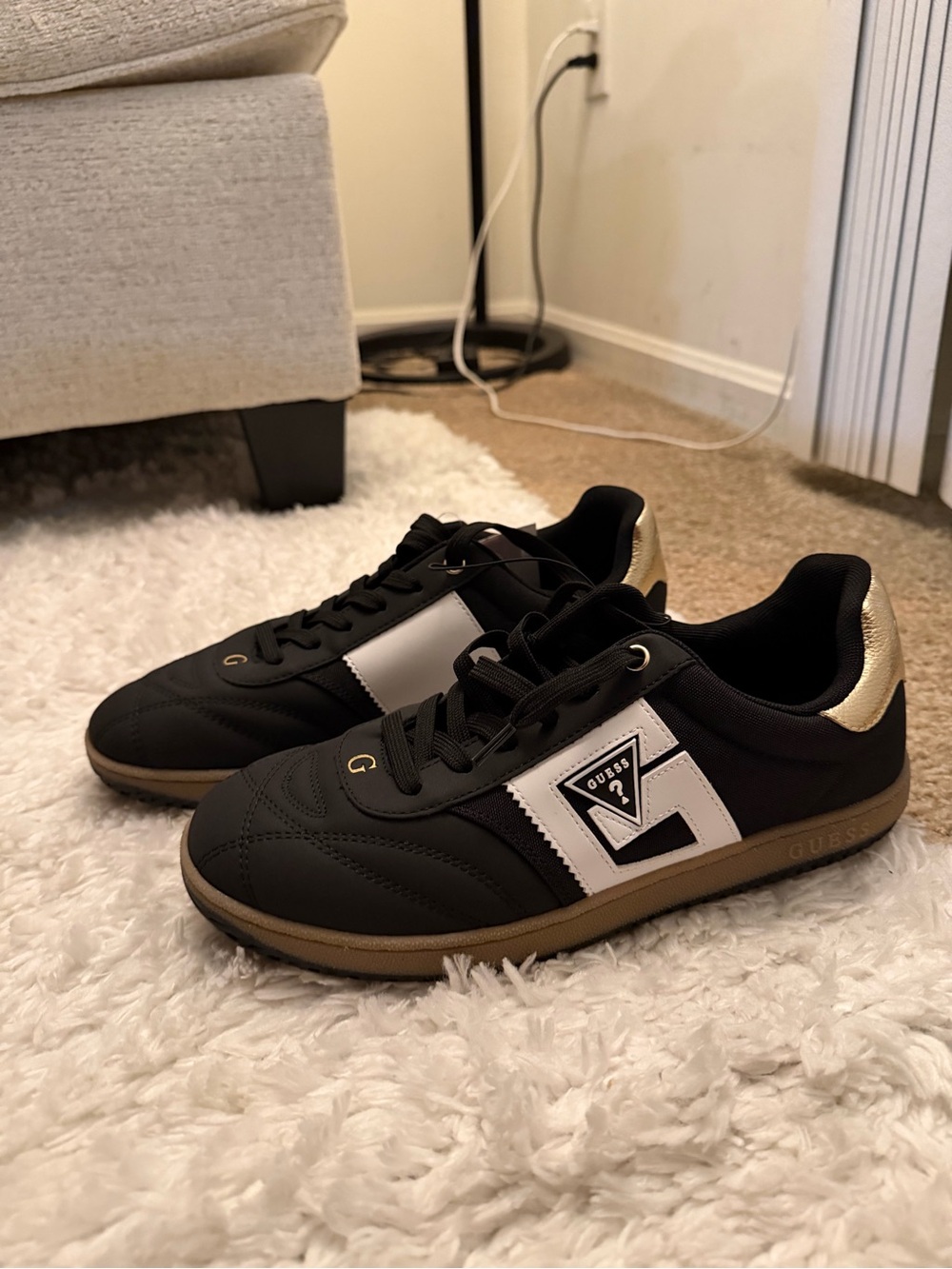 GUESS Black, White & Gold Men’s Low-Top Sneakers